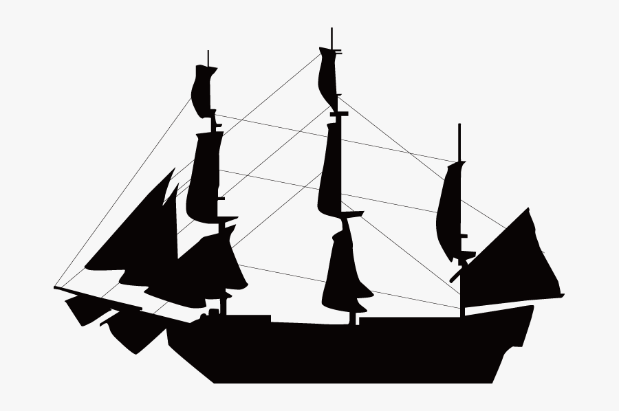 Sailboat Ship Silhouette Clip Art - Sail Ship Silhouette, Transparent Clipart