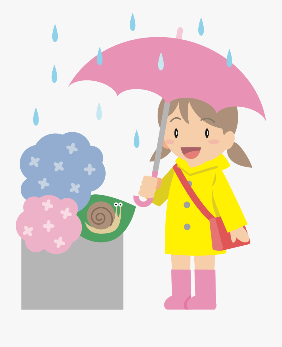 Watching A Snail Clip Arts - 雨 イラスト 女の子 簡単, Transparent Clipart