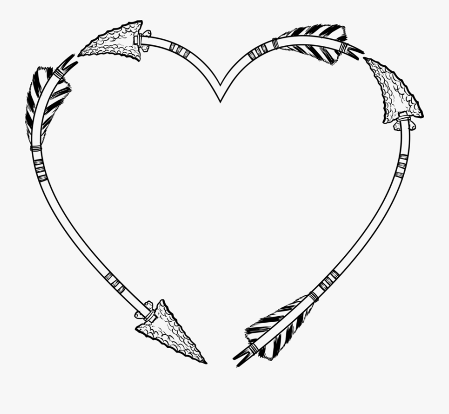 Heart Tribal Arrow Png Image - Arrow In Heart Shape, Transparent Clipart