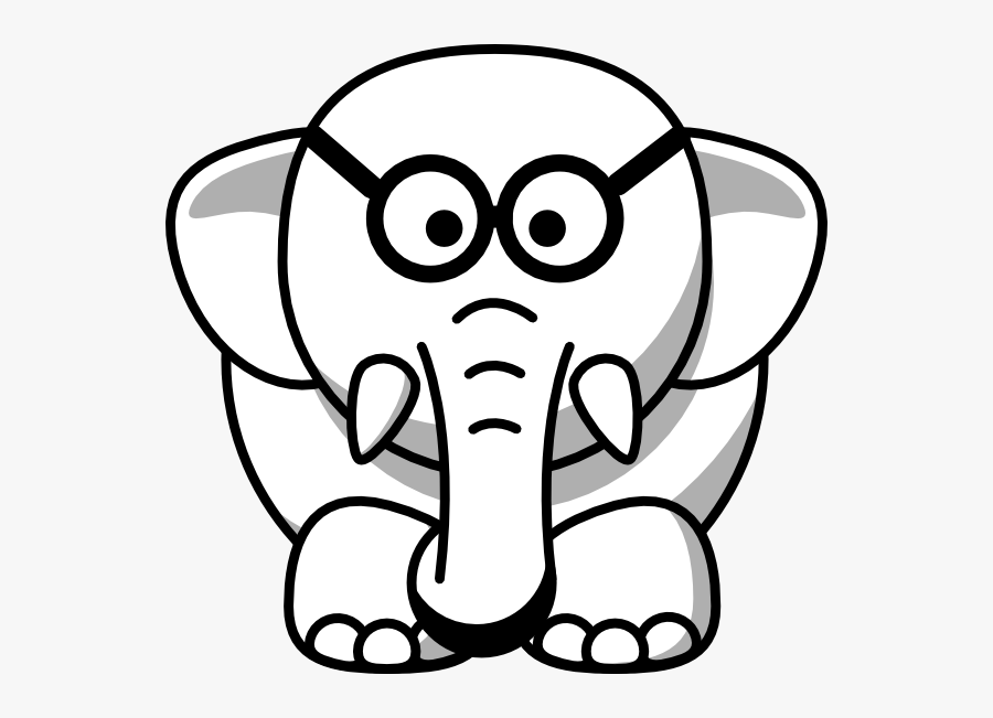 Line Art Elephant In Glasses Clip Art At Clker - White Elephant With Glasses, Transparent Clipart
