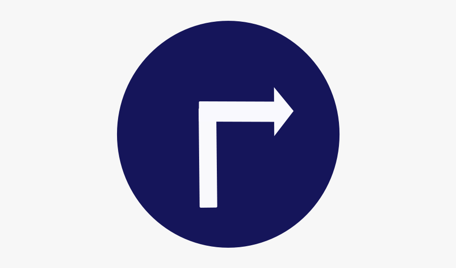 Angle,area,trademark - Compulsory Turn Right Sign, Transparent Clipart