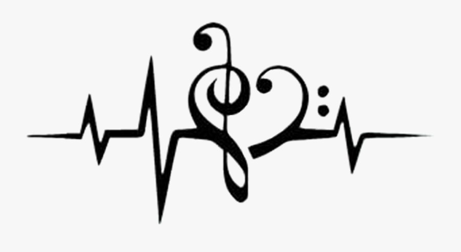 Heartbeat With Music Notes Clipart , Png Download - Treble Clef And Bass Clef Heart, Transparent Clipart