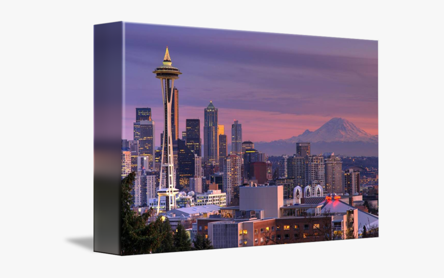 Space Needle Mount Rainier Skyline Sunrise City - Seattle, Transparent Clipart