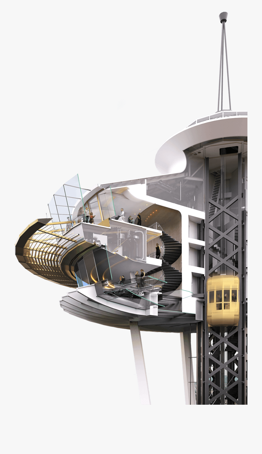 Space Needle Cutaway Image - Space Needle Cross Section, Transparent Clipart