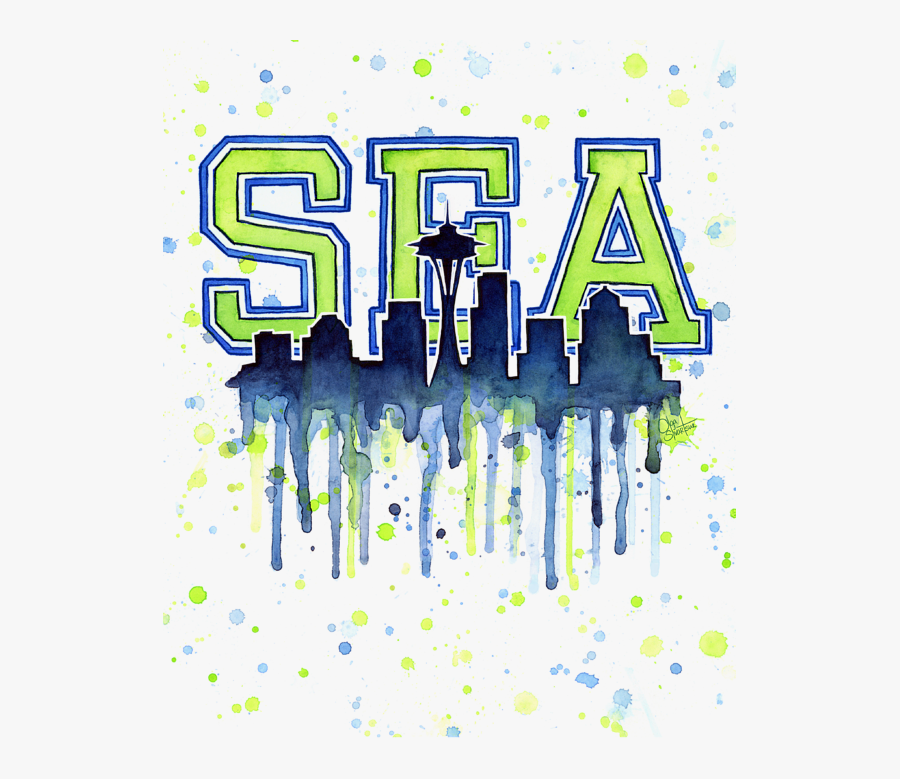 Clip Transparent Stock Watercolor Th Man Art - Seahawks Art, Transparent Clipart