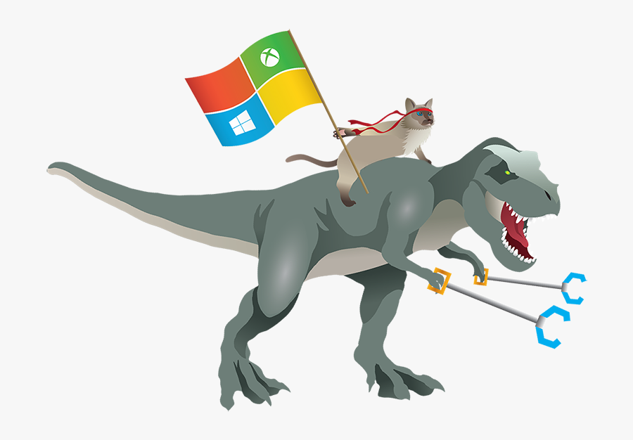 Graphic Of A Ninja Cat Waving A Microsoft Windows Flag - Windows Ninja Cat, Transparent Clipart