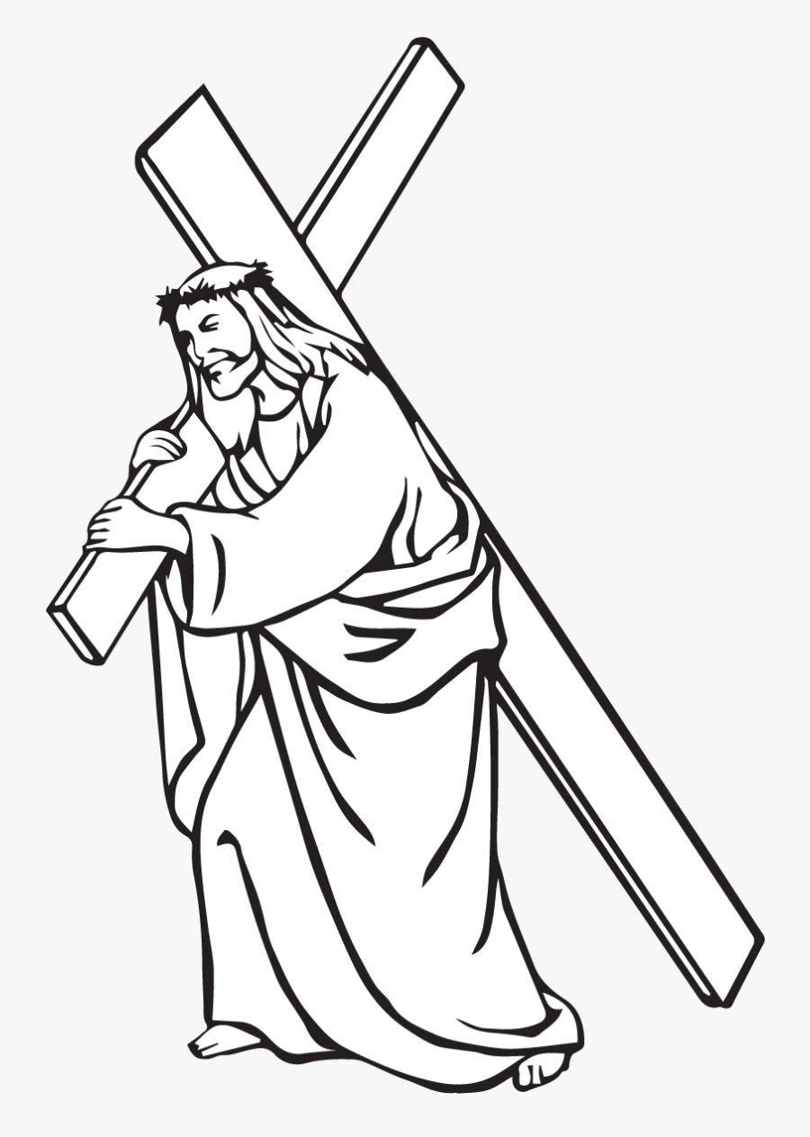 Bible Stations Of The Cross Christian Cross Carrying - Jesus Carrying The Cross Drawings, Transparent Clipart