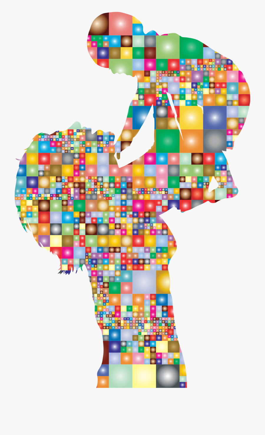 Prismatic Mosaic Mother And Baby Silhouette Clip Arts - Silhouette Baby And Mother Png, Transparent Clipart