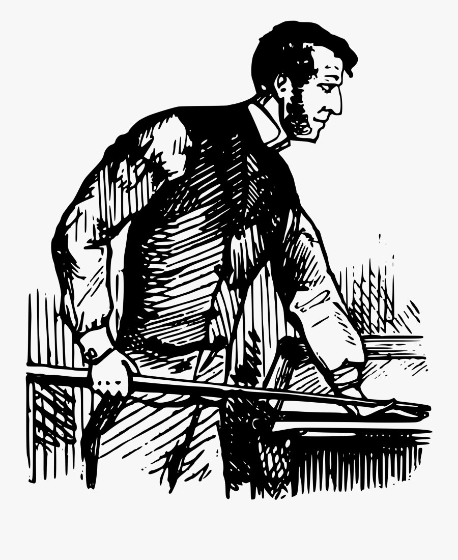 Pool Clipart Drawing - Man Shooting Pool Drawing, Transparent Clipart