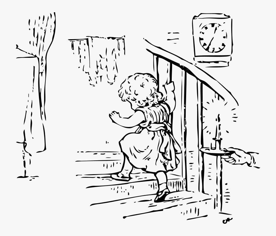 Bedtime - Up Stairs Clipart Black And White, Transparent Clipart