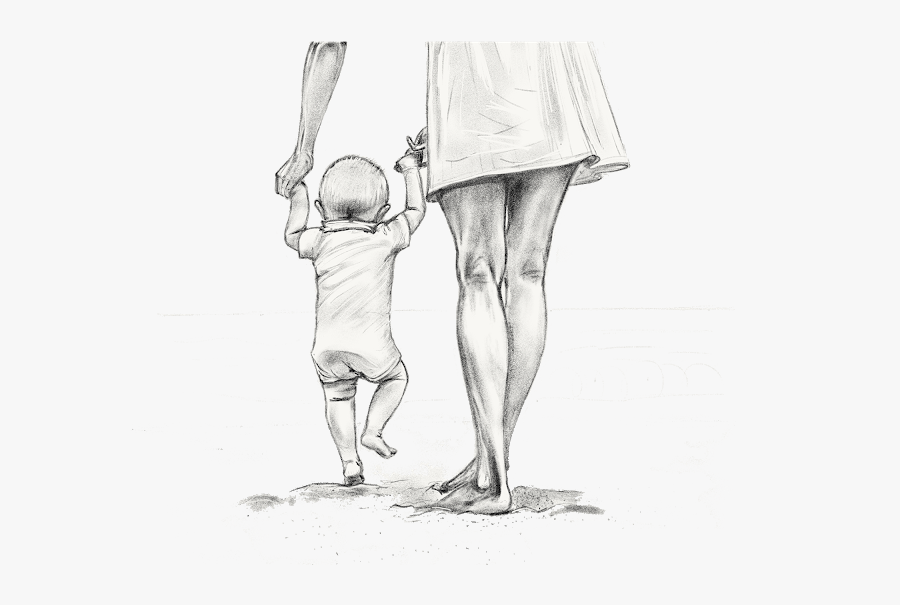 Mother And Daughter Sketch, Transparent Clipart