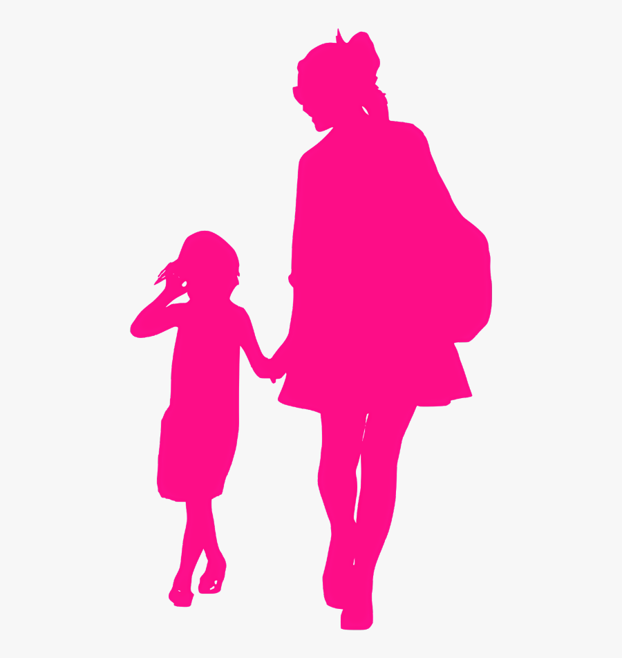 #silhouette #mom #daughter #people #pink - Silhouette People Walking Png, Transparent Clipart