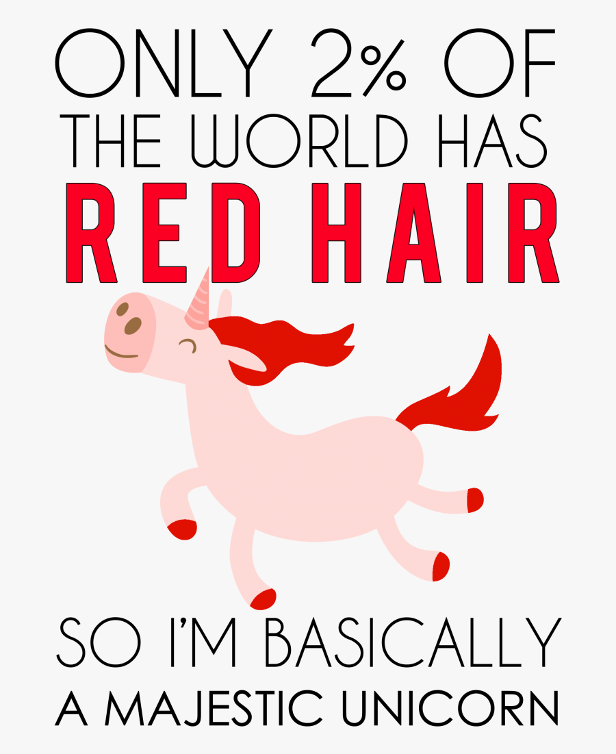 Redhead Majestic Unicorn Shirt - Unicorn With Red Hair, Transparent Clipart