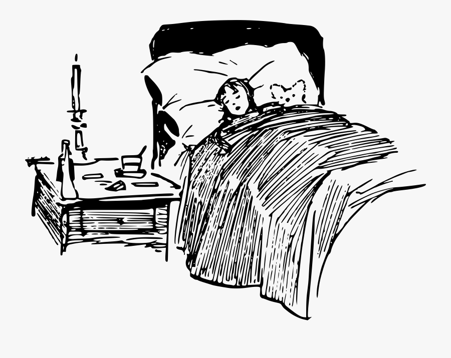 Girl In Bed - Illustration, Transparent Clipart
