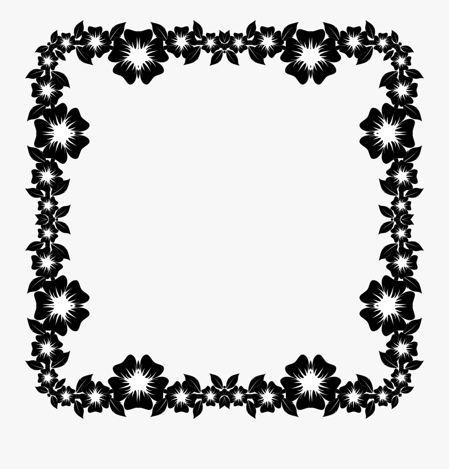 White Flower Clipart Frame - Flower Border Design Black And White Png, Transparent Clipart