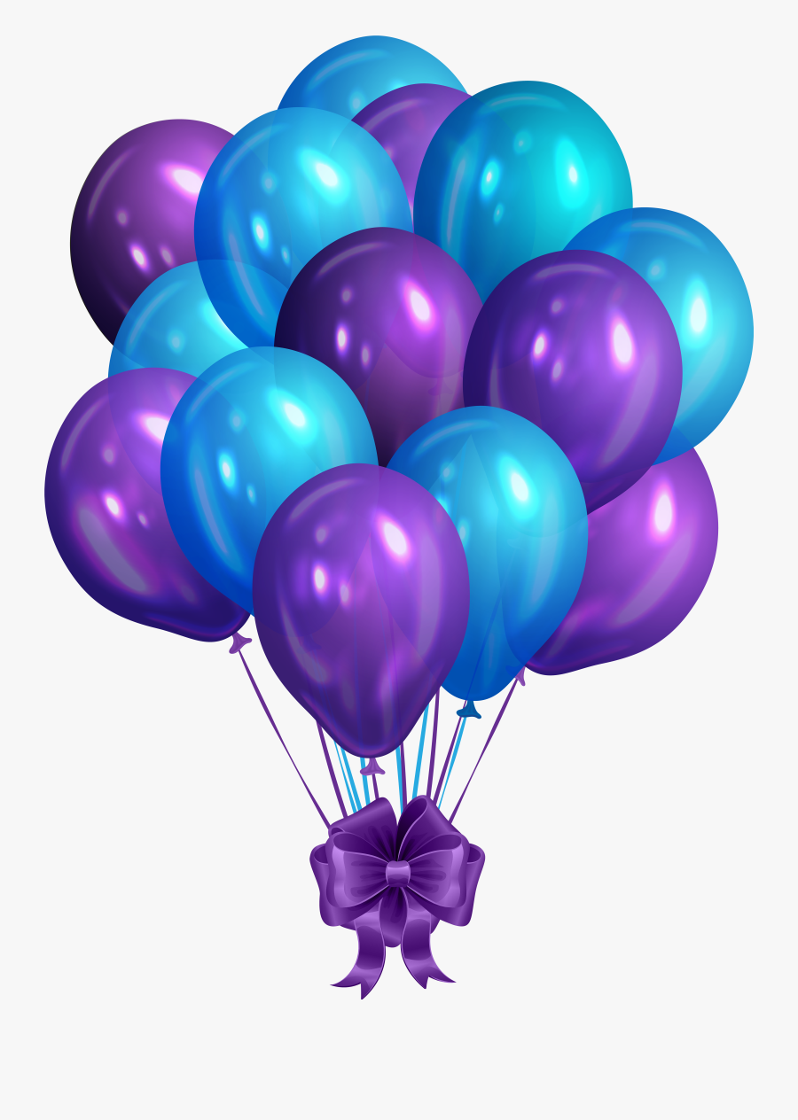 Blue Purple Bunch Of - Pink And Black Balloon, Transparent Clipart