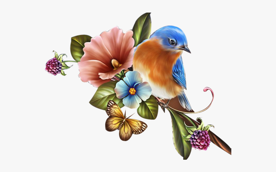 Clip Art Birds And Flowers, Transparent Clipart