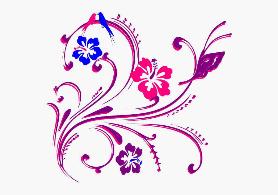 Butterfly Scroll Purple Blue Pink Tei Svg Clip Arts - Wedding Card Design Png Hd, Transparent Clipart