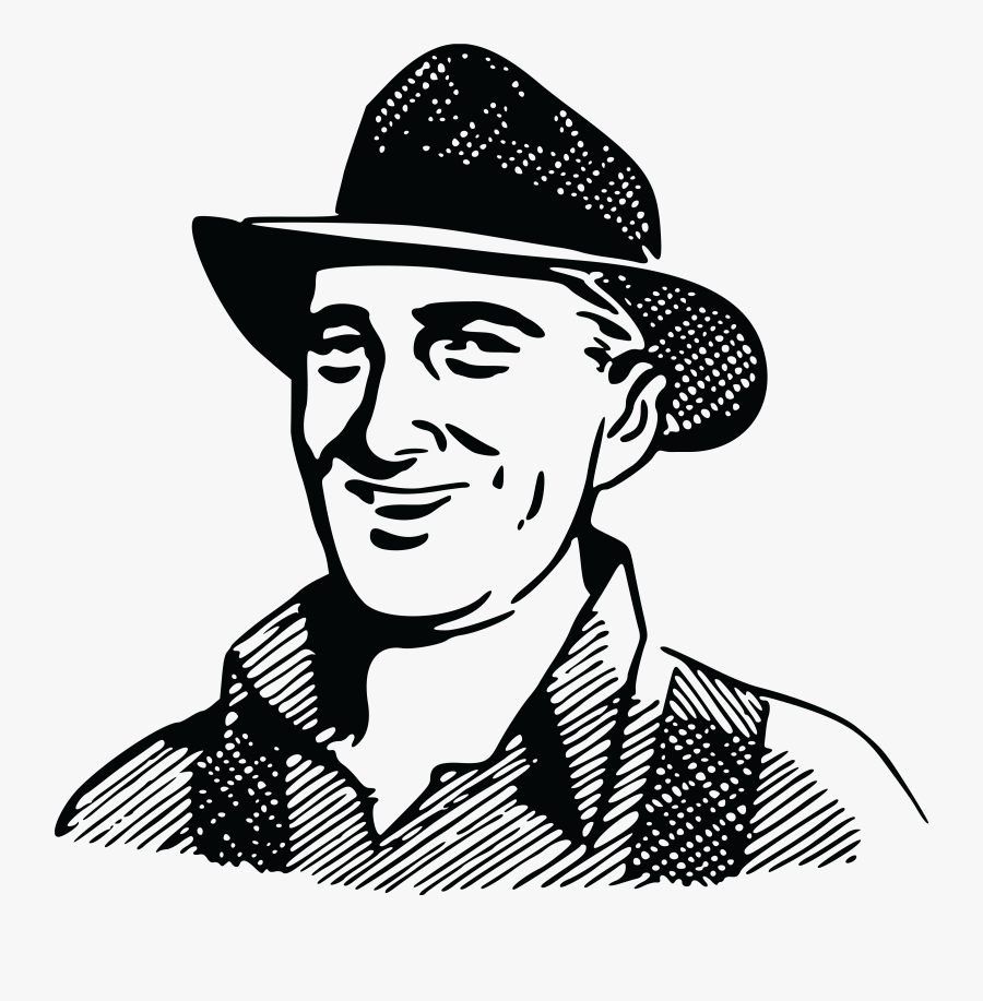 Free Clipart Of A Retro Happy Farmer - Farmer Png Black And White, Transparent Clipart