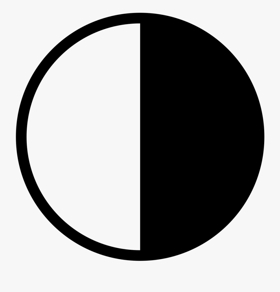 Semicircle Black And White Clip Art - 50% Cloud Cover Symbol, Transparent Clipart