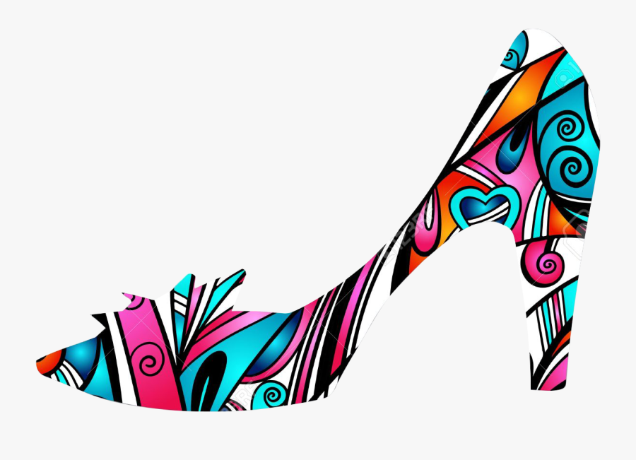 This Graphics Is Colorful Ethnic Pattern High Heels - Colorful Shoe Clipart, Transparent Clipart