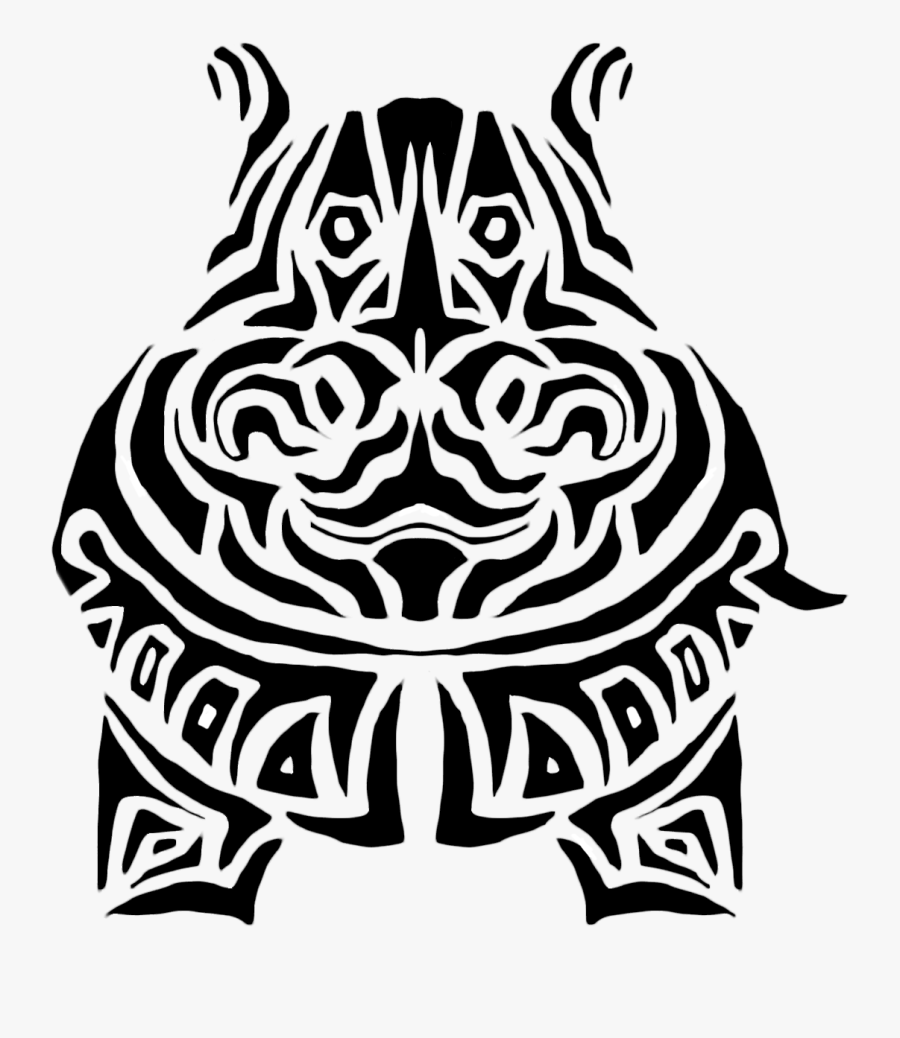 Drawn Hippo Tribal - Drawing, Transparent Clipart