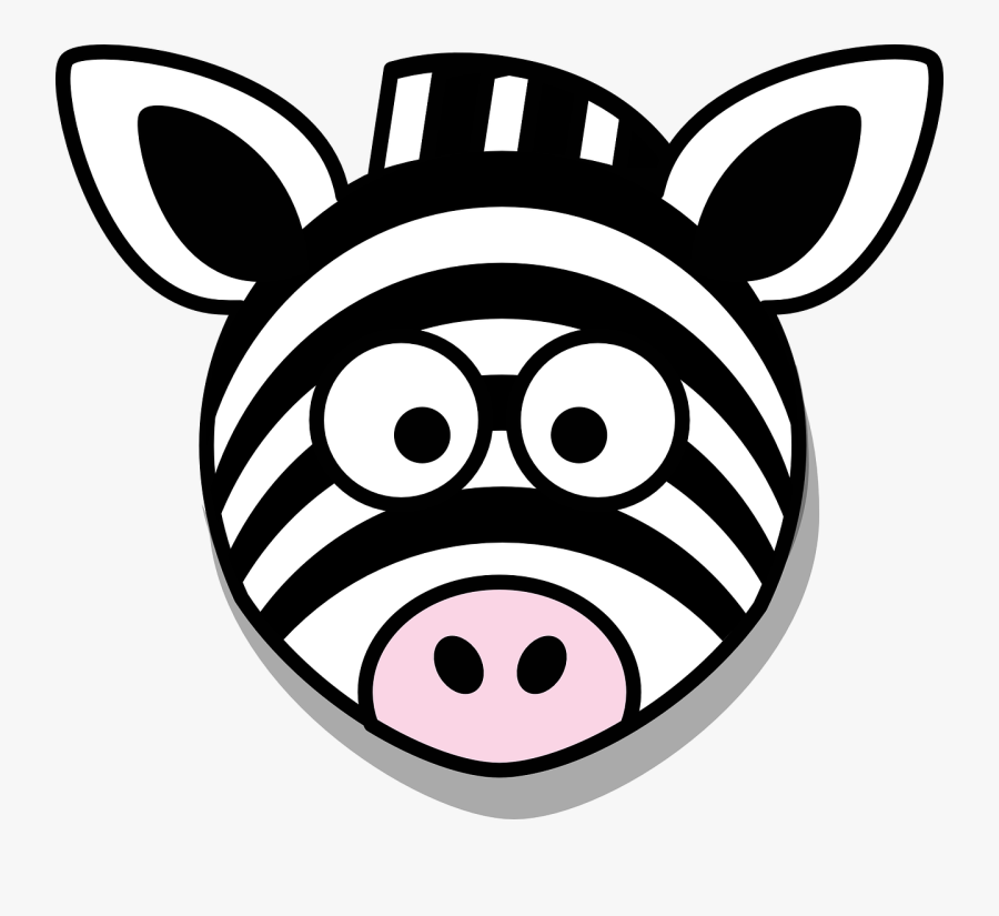 Zebra, Head, Stupid, Cartoon, Black, White, Round, - Zebra Face Clipart, Transparent Clipart