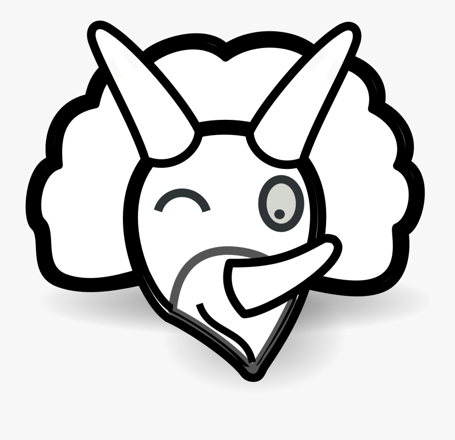 Triceratops - Clipart - Black - And - White - Dinosaur, Transparent Clipart