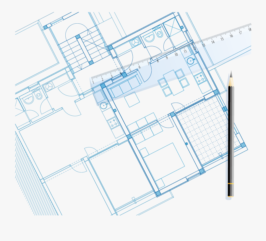 Blueprint And Sketch House Pen Vector Architecture - Blueprint Vector, Transparent Clipart