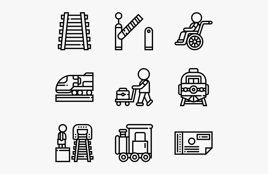 Clip Art Icons Free Vector Railway - Learning Icons, Transparent Clipart