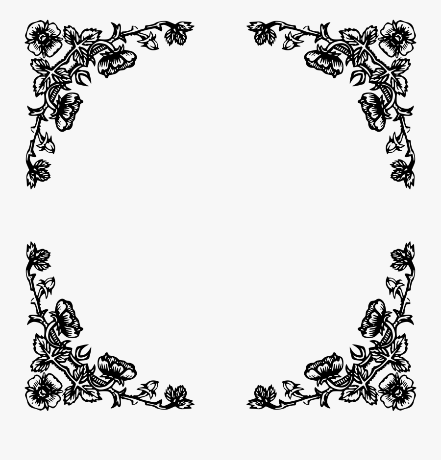 Download Roses Vector Clipart Black And White Clip - Arabescos Moldura Png, Transparent Clipart