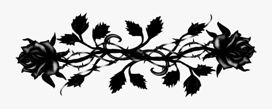 Hd Fancy Scroll Banners - Black Rose Design Png, Transparent Clipart