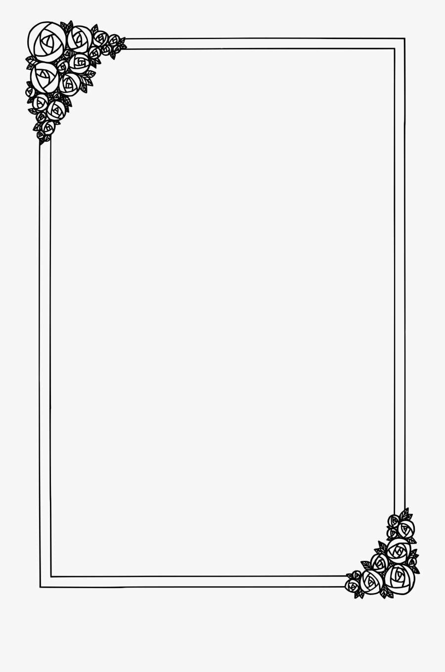 Border With Roses Clip Arts - Black And White Rose Border Transparent