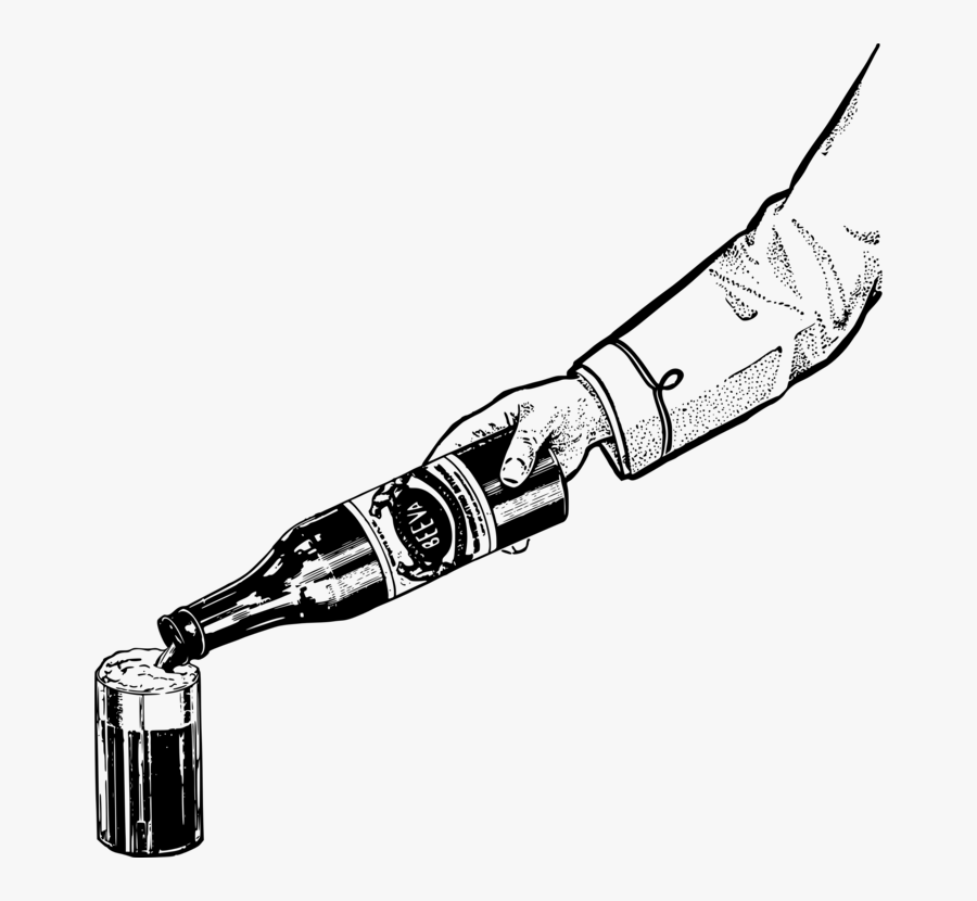 Arm Beer Bottle Cup Drink Foam Hand Mug Pour - Pouring Beer Bottle Outline, Transparent Clipart