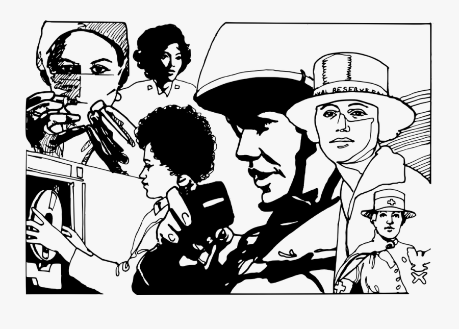 Persons, Profession, Character, Nurse, Soldier, Film - Black History Month Clipart Black And White, Transparent Clipart