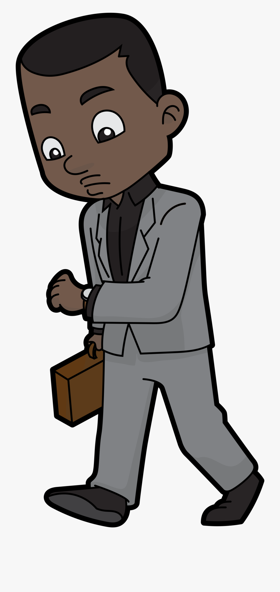 File Cartoon Black Checking - Black Businessman Cartoon Transparent, Transparent Clipart