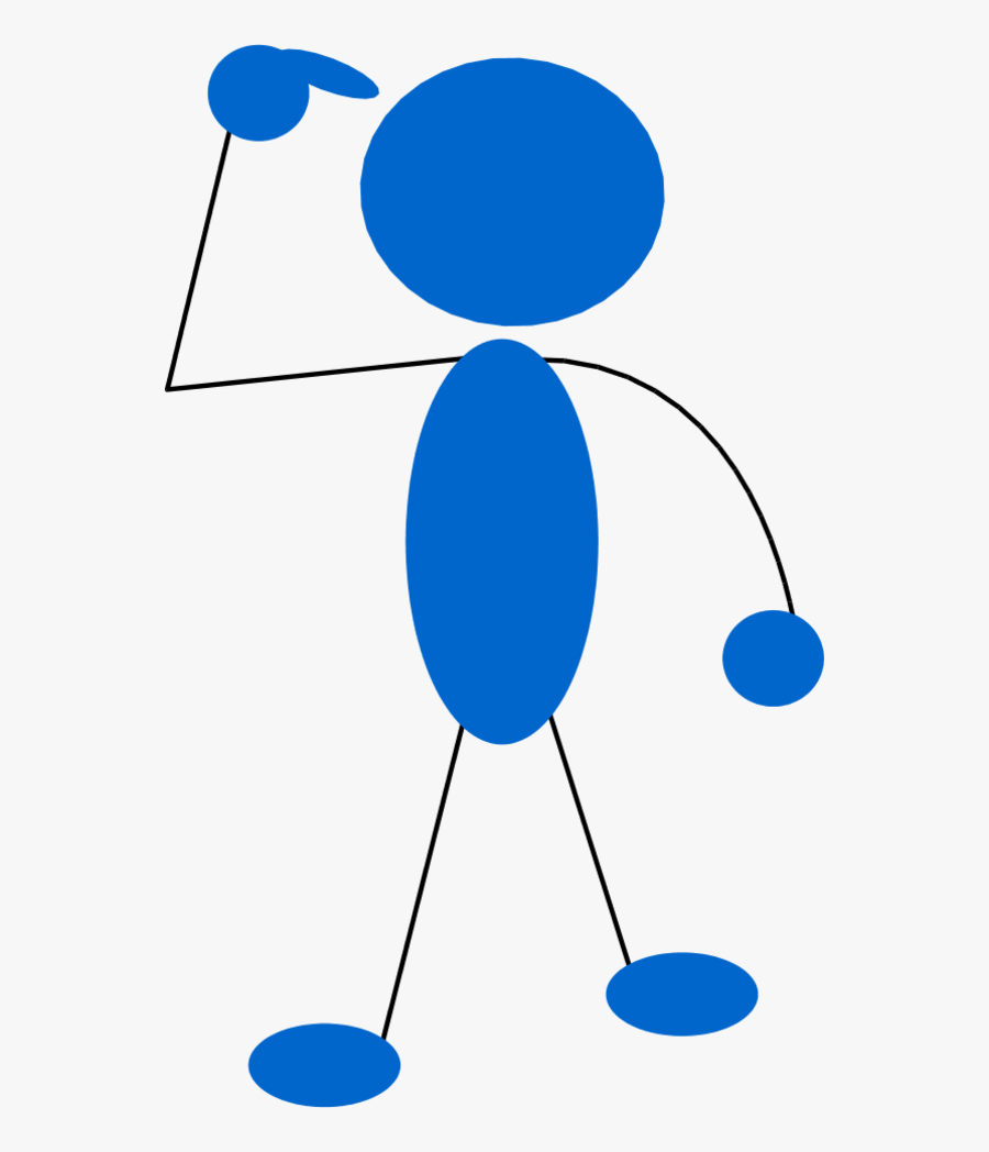 Blue Man Pointing To His Head - Person Thinking Clip Art, Transparent Clipart