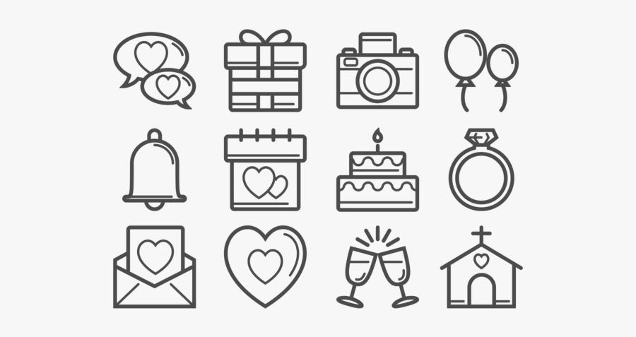 Boda Thin Line Icons - Icono Boda Png, Transparent Clipart