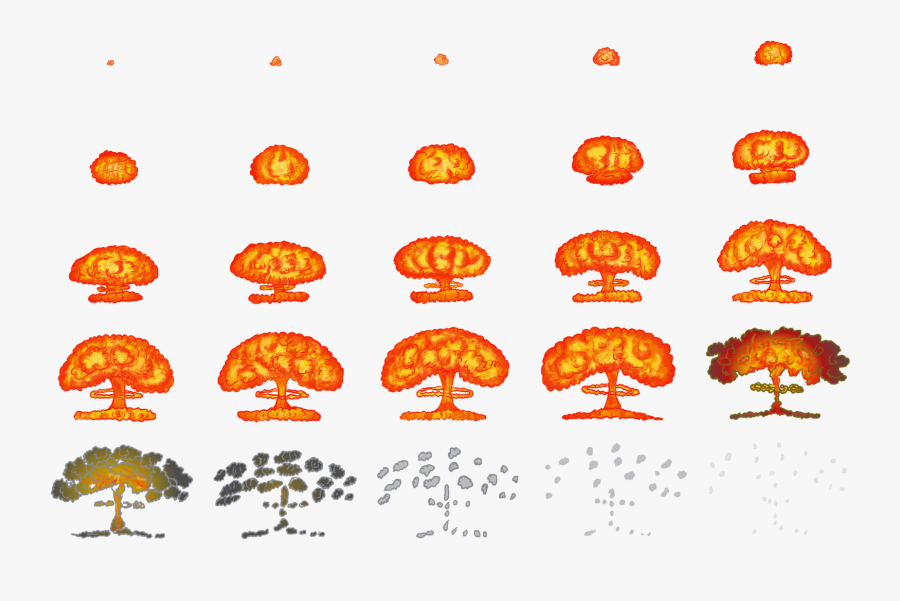 Atomic Bomb Explosion - Nuclear Explosion Sprite Sheet, Transparent Clipart