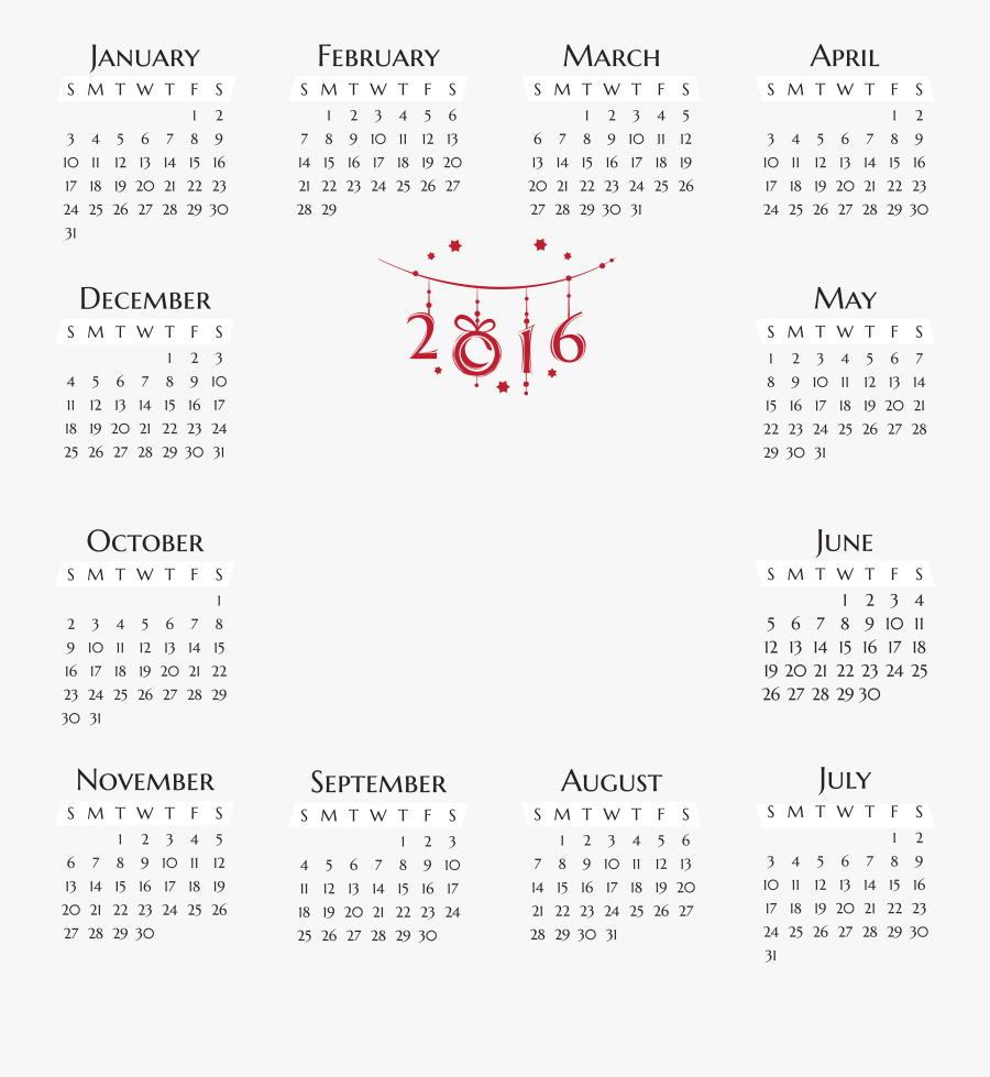 2016 Calendar Transparent Png Image - 2016 Calendar Png Transparent, Transparent Clipart