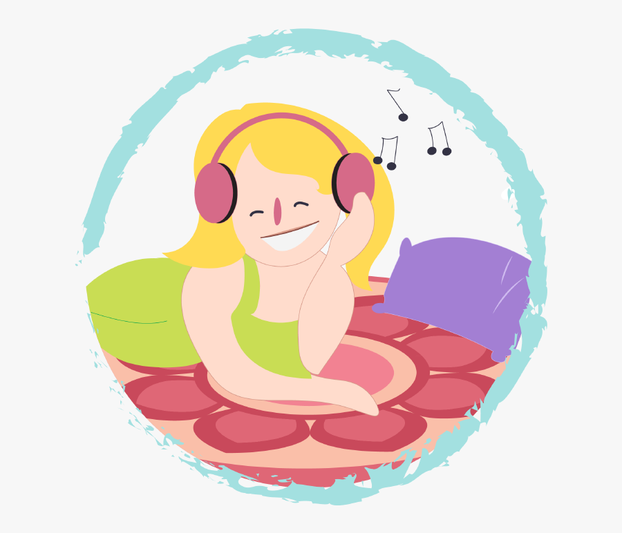 Girl Listening To Music On Her Own - Illustration, Transparent Clipart