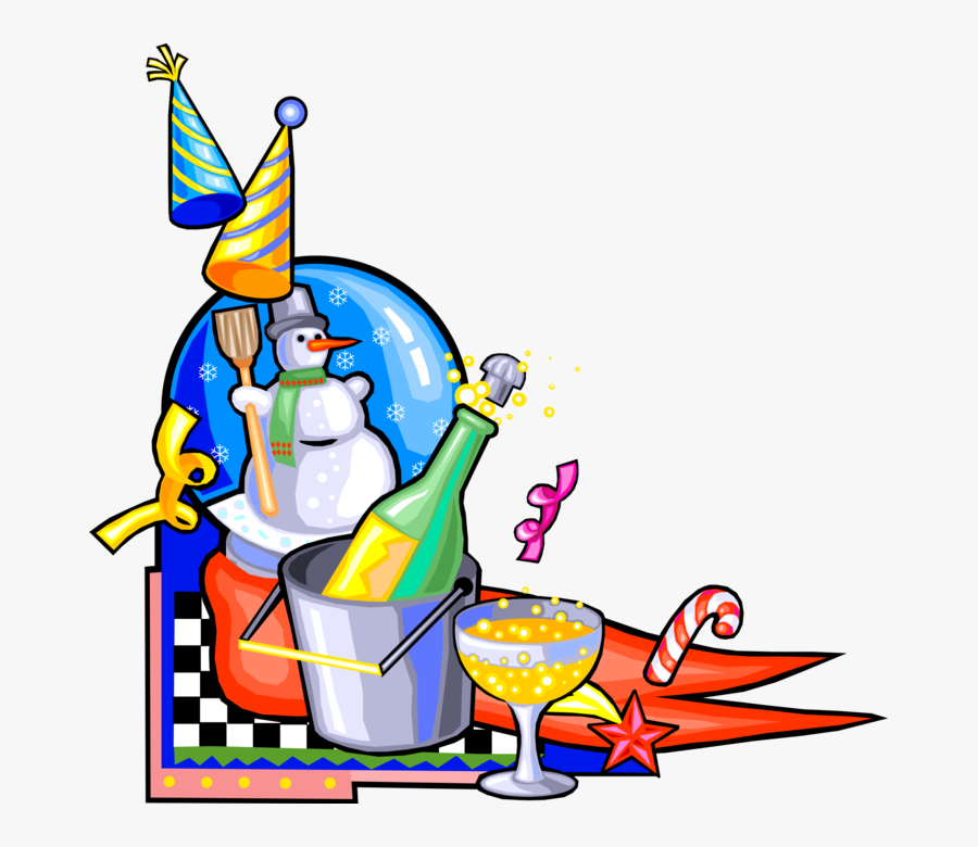 Vector Illustration Of New Year"s Eve Party Celebration - Clipart Silvester, Transparent Clipart