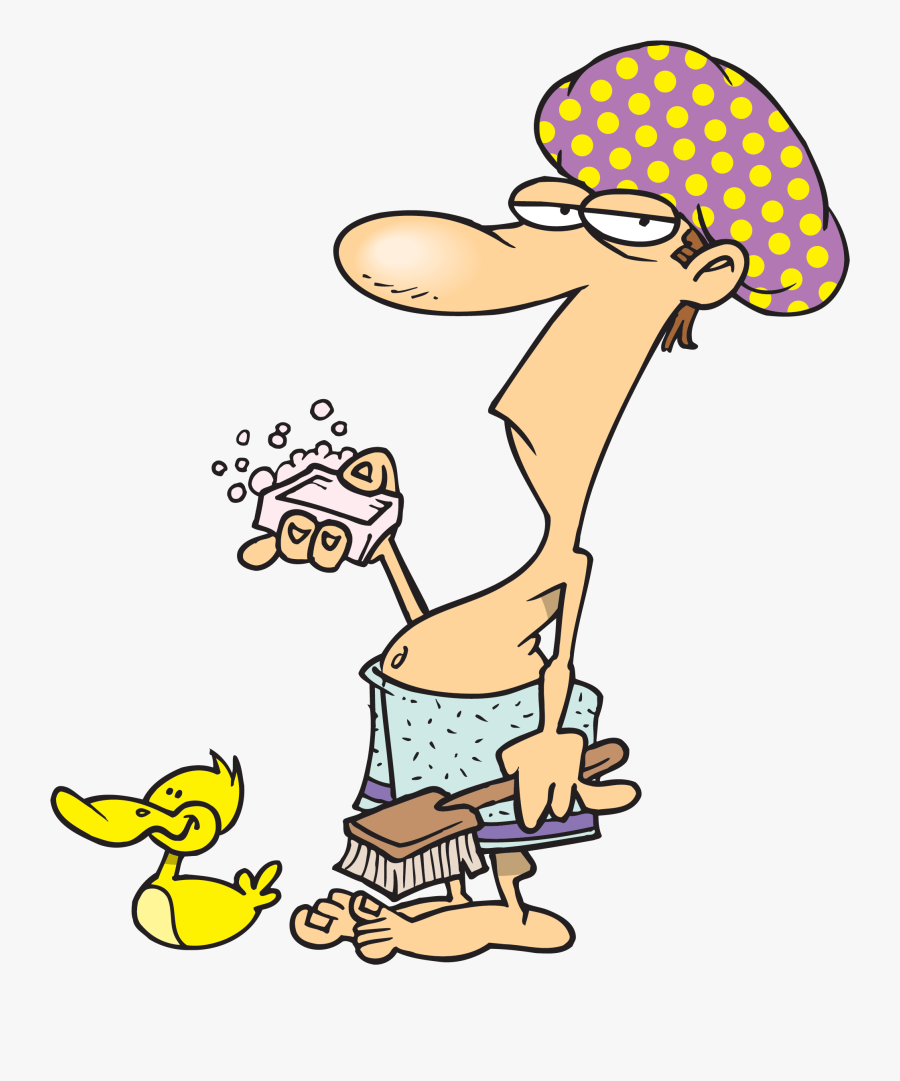Shower3 - Cartoon Guy Taking A Shower, Transparent Clipart