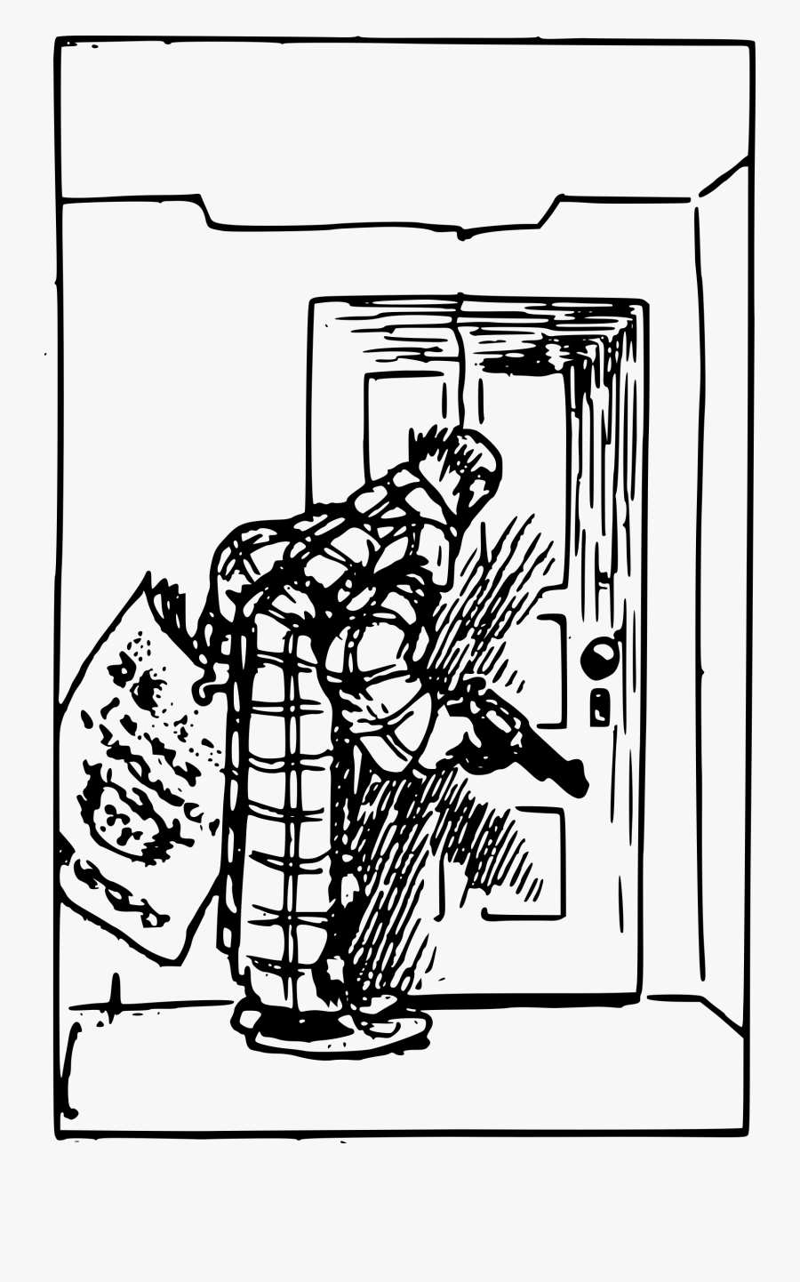 Man Door Gun - Illustration, Transparent Clipart