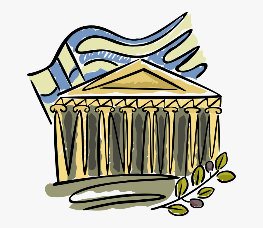 Vector Illustration Of Classical Greece Acropolis Parthenon, Transparent Clipart