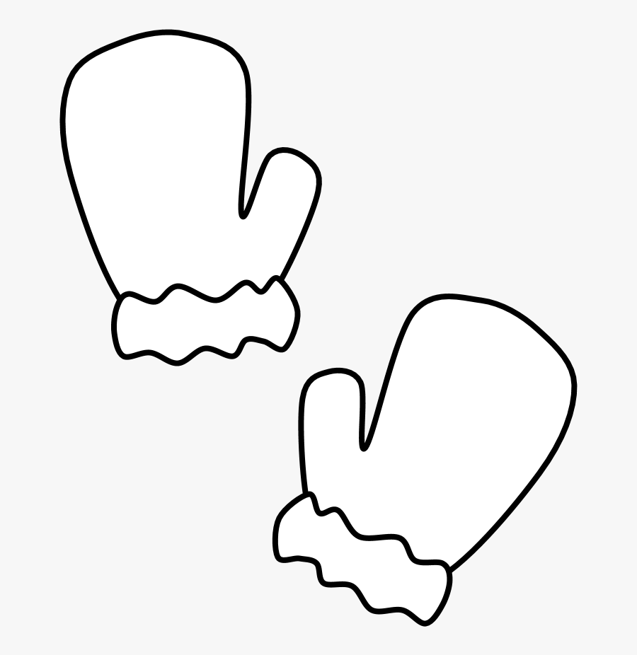 Mittens, Fur Cuff, Black And White - Illustration, Transparent Clipart