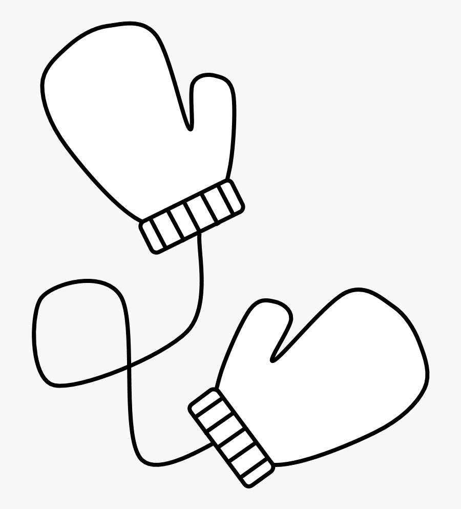 Mittens, Connected, Black And White - Yellow Mittens Clipart, Transparent Clipart