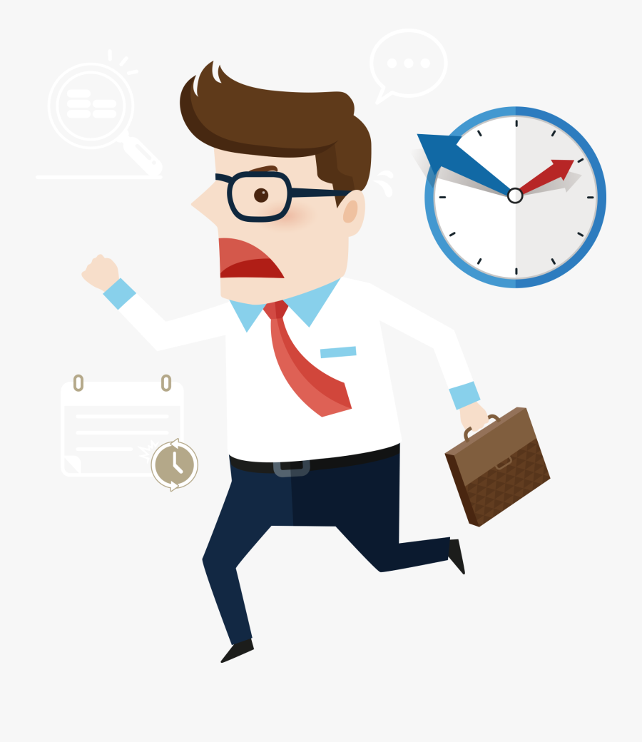 Man Running Late For Work Png Download - Men Work Cartoon Png, Transparent Clipart