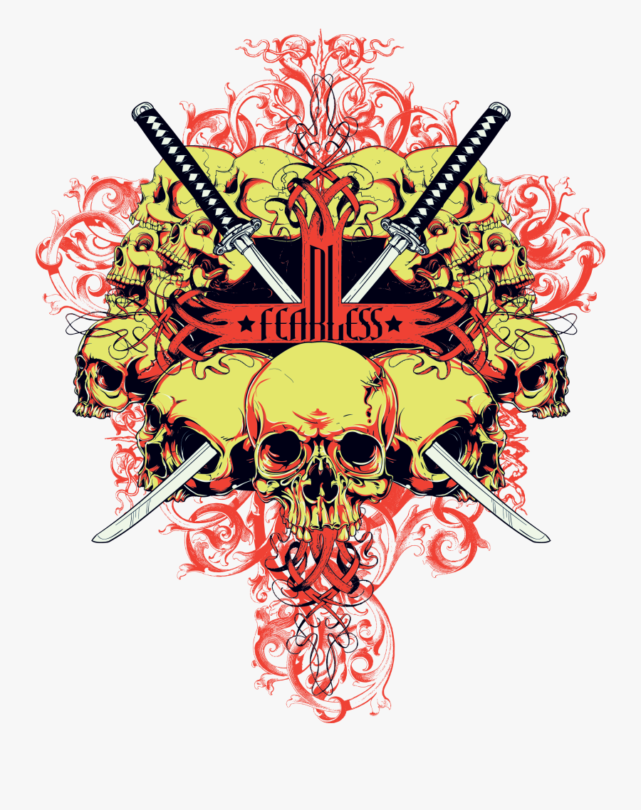 And Illustrator Skull T-shirt Sword Adobe Clipart - T-shirt, Transparent Clipart