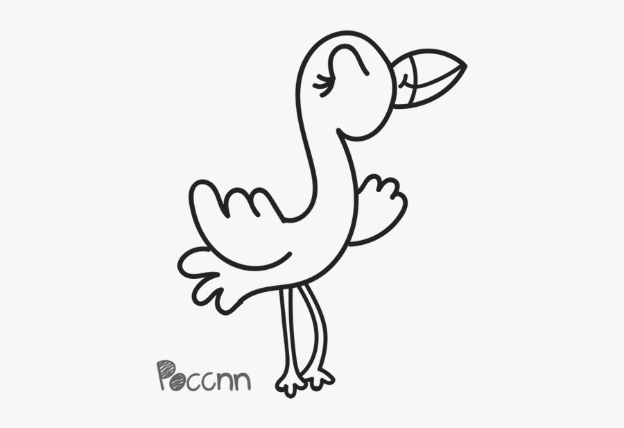 Cartoon Flamingo Lineart - Cartoon, Transparent Clipart